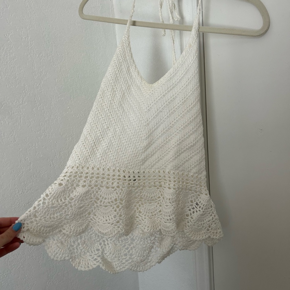 White Crochet Halter Top